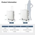 MRPLUM Front Pocket Carry On Luggage,PC Hardside Spinner Wheel Suitcase with TSA Lock, Cup Holder,Phone Holder&USB Charging Port,20 inch