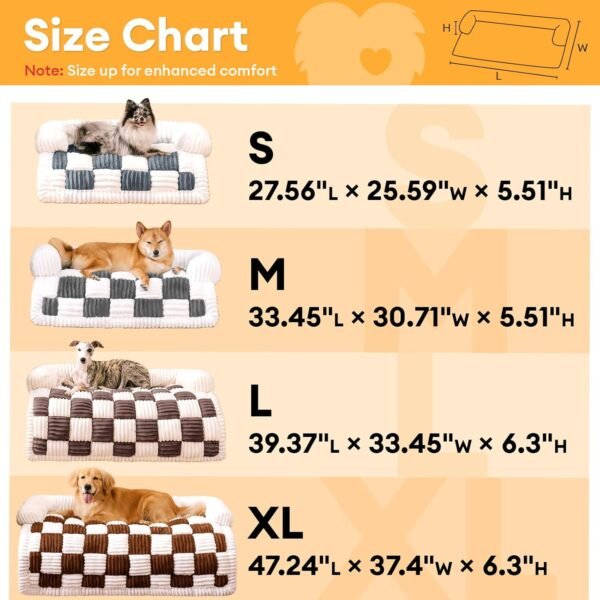 Cream Square Plaid Cozy Dog Mat Furniture Protector Cover