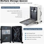 MRPLUM Front Pocket Carry On Luggage,PC Hardside Spinner Wheel Suitcase with TSA Lock, Cup Holder,Phone Holder&USB Charging Port,20 inch