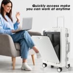MRPLUM Front Pocket Carry On Luggage,PC Hardside Spinner Wheel Suitcase with TSA Lock, Cup Holder,Phone Holder&USB Charging Port,20 inch